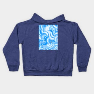 White Blue Swirl Coil Abstract Pattern Kids Hoodie